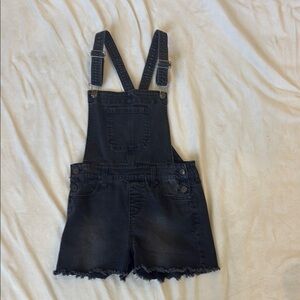 Girls Black Denim Overalls